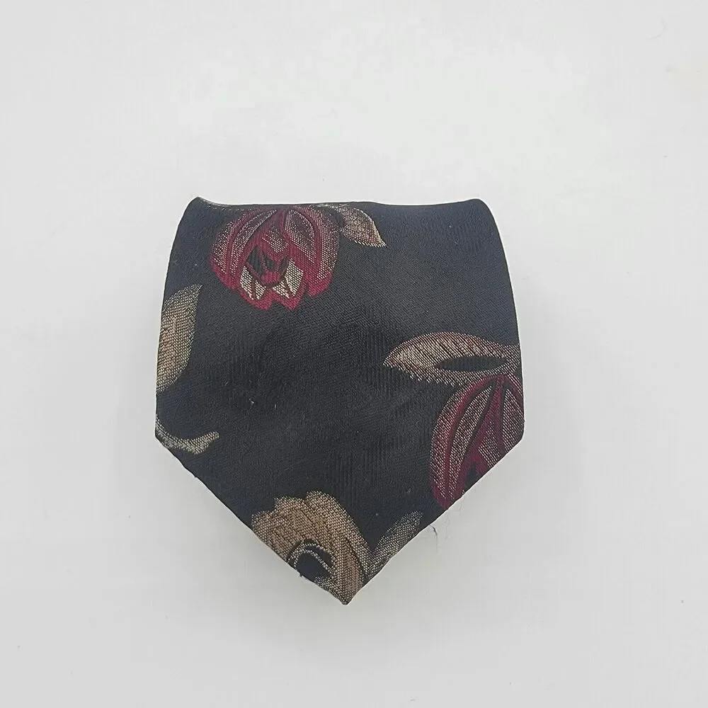 Mens Necktie Black Muilti Colored Towncraft, size 58x 3.5 inch Vintage